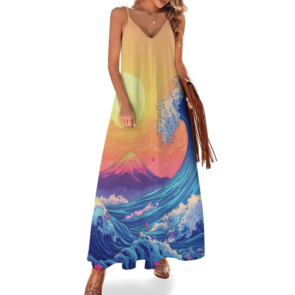 longue décontractée sans manches Great Wave Sun pour femme, idéale pour l'été et les vacances à la plage.